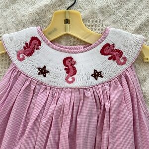 Smocked Seahorse and Starfish Bishop Dress Size 6
